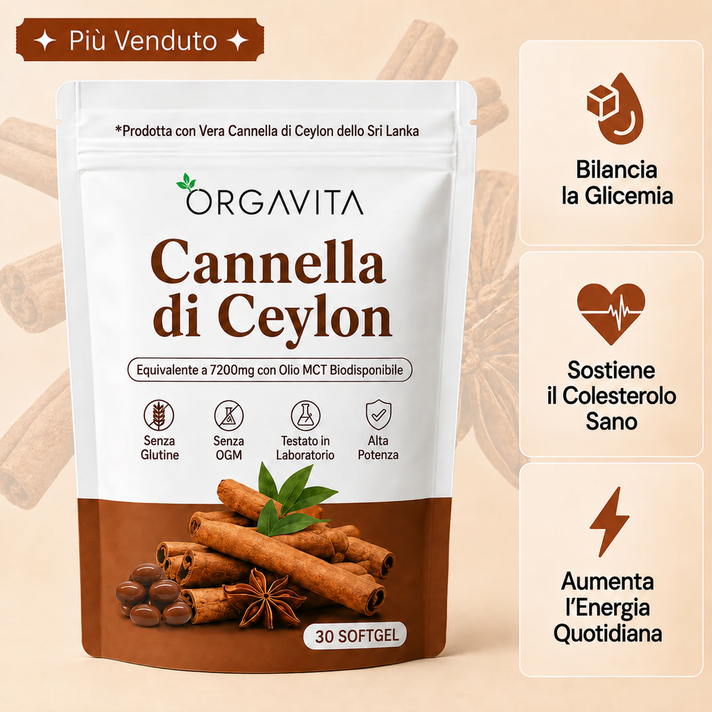 Cannella di Ceylon equivalente a 7200mg con Olio MCT